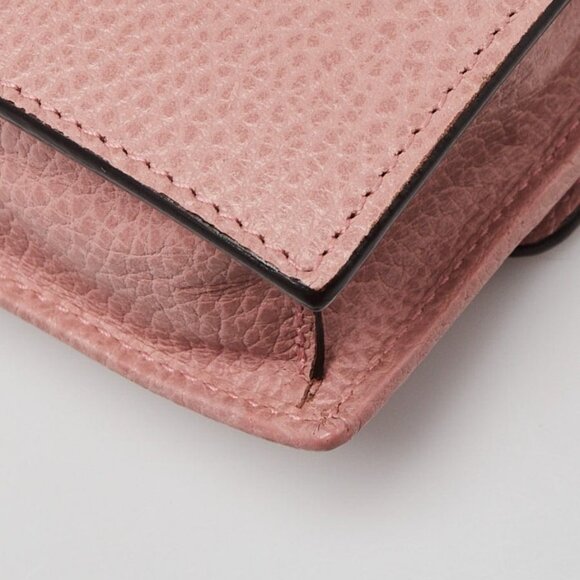 Gucci Pink Pebbled Leather Interlocking G Wallet on Chain Clutch Bag - Picture 10 of 10